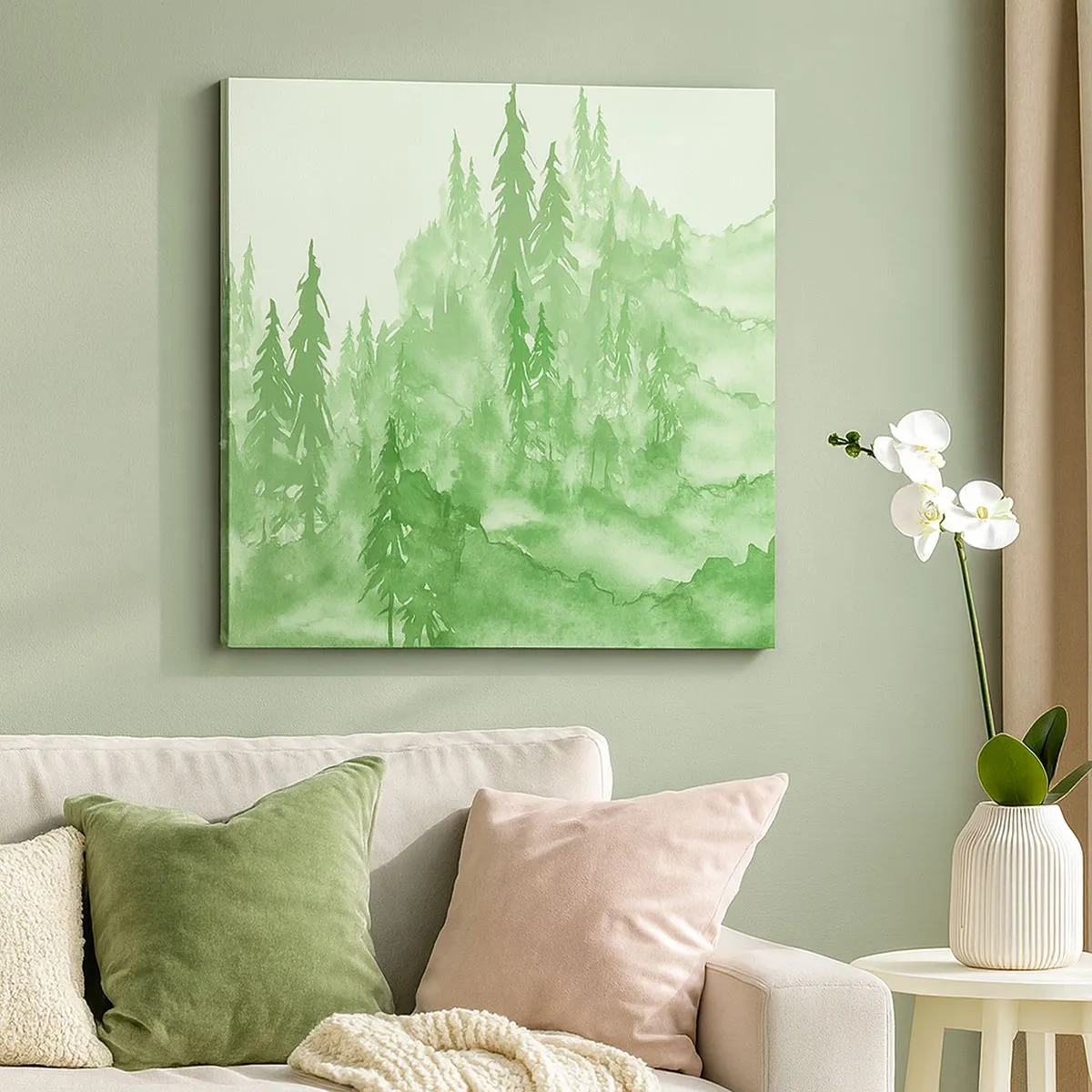 Obraz na płótnie - Rozmyty zieloną mgłą - 30x30 cm