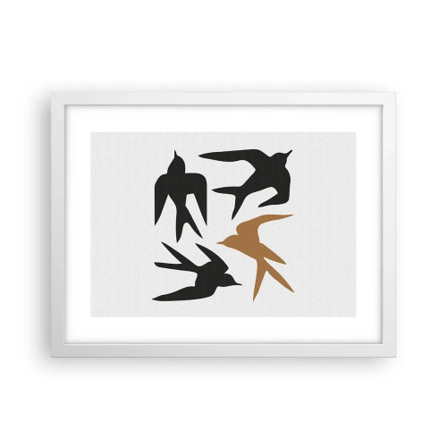 Plakat w białej ramie - Jaskółcze zabawy - 40x30 cm