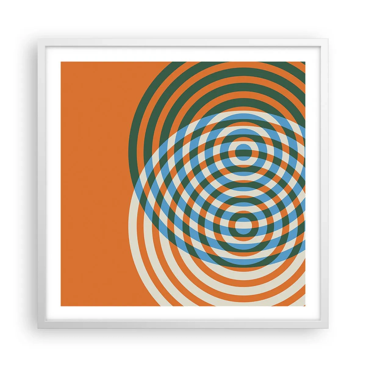 Plakat w białej ramie - Abstrakcyjna wariacja kolista - 60x60 cm