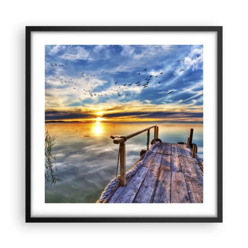 Plakat w czarnej ramie - Wiatr idzie na spoczynek - 50x50 cm