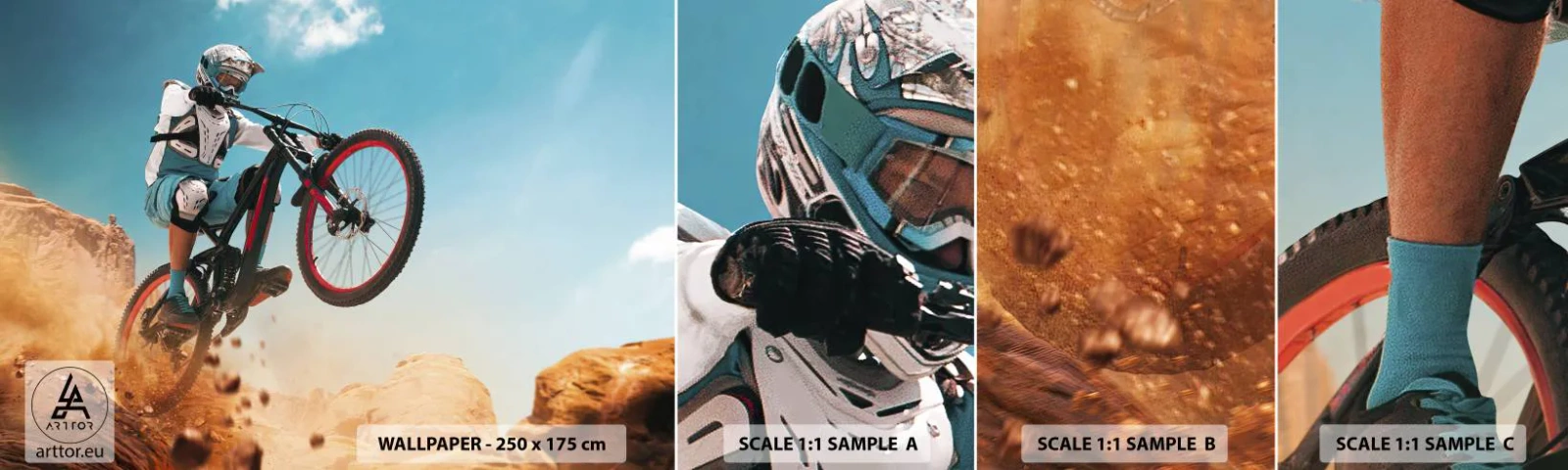 Fototapeta Próbka Samoprzylepna Deluxe Sticker - Rowerowy demon szaleństwa - Rower, Prędkość, Zawody Sportowe - 100x30 cm