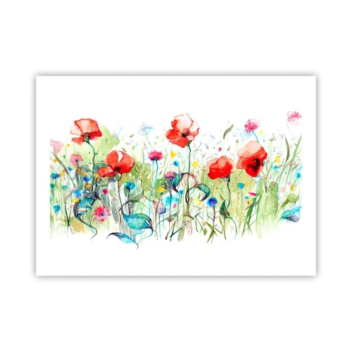 Plakat - Kwitnąca majem łąka - 70x50 cm