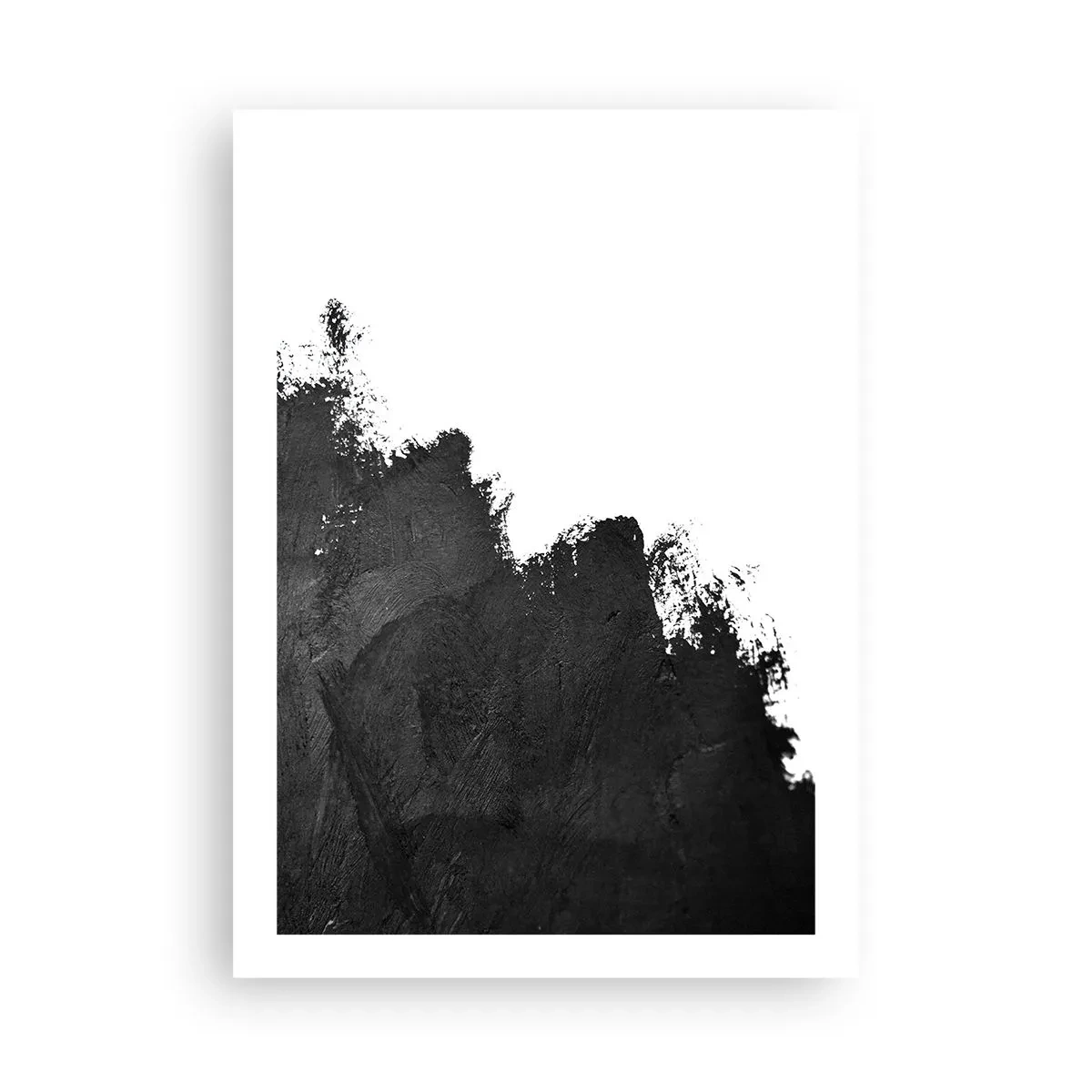 Plakat - Minimalistyczna abstrakcja z czarnym akcentem na białym tle - 50x70cm - Żywioły: ziemia - Nowoczesna dekoracja ścienna do salonu, kuchni i sypialni ARTTOR