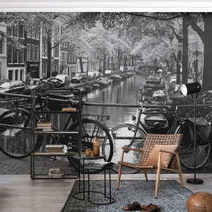 Fototapeta Premium Sand - Bardzo holenderski widok - Amsterdam, Rower, Architektura - 400x280 cm