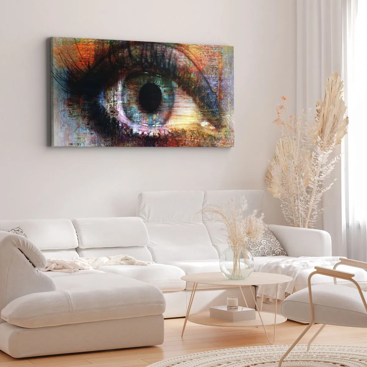 Obraz na płótnie - Artystyczne oko w wielobarwnej abstrakcji - 160x50cm - Można zajrzec w duszę - Nowoczesna dekoracja ścienna do salonu i sypialni ARTTOR