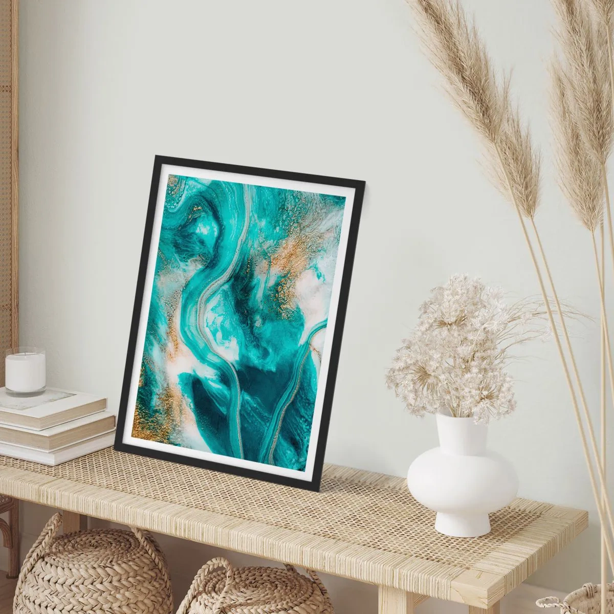 Plakat w czarnej ramie - Rzeka złota - 40x50 cm