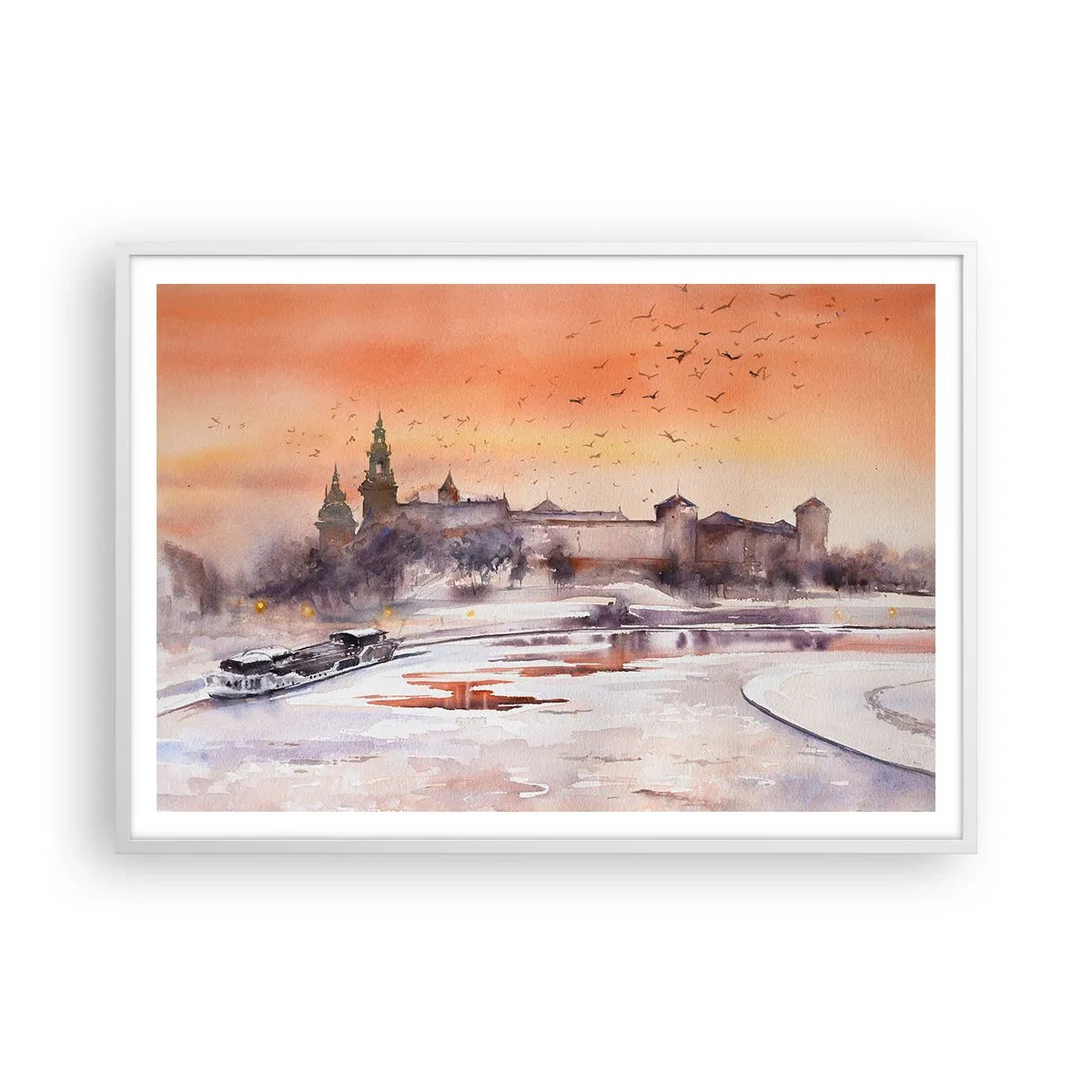 Plakat w białej ramie - Królewski zachód słońca - 100x70 cm