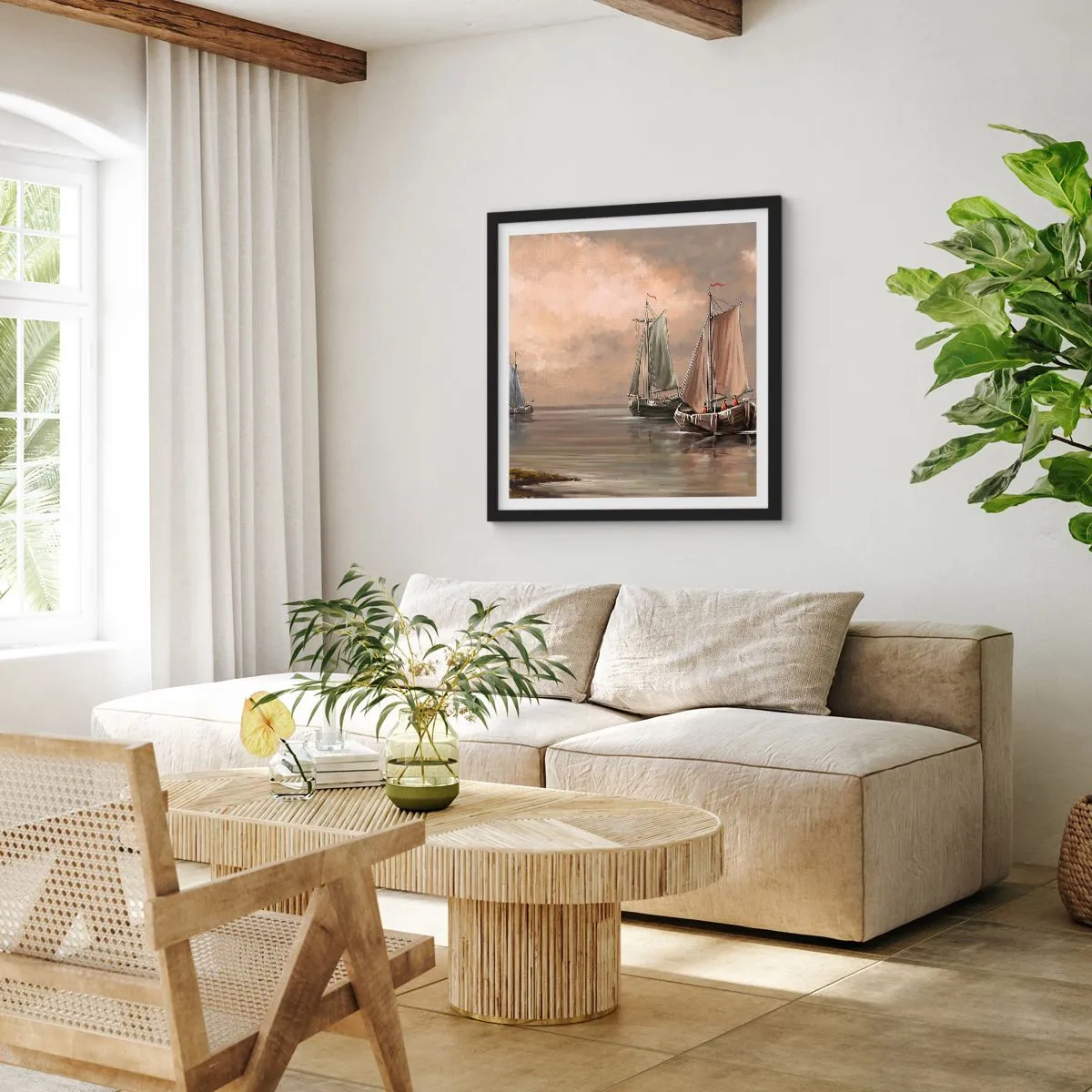 Plakat w czarnej ramie - Powrót żeglarzy - 30x30 cm