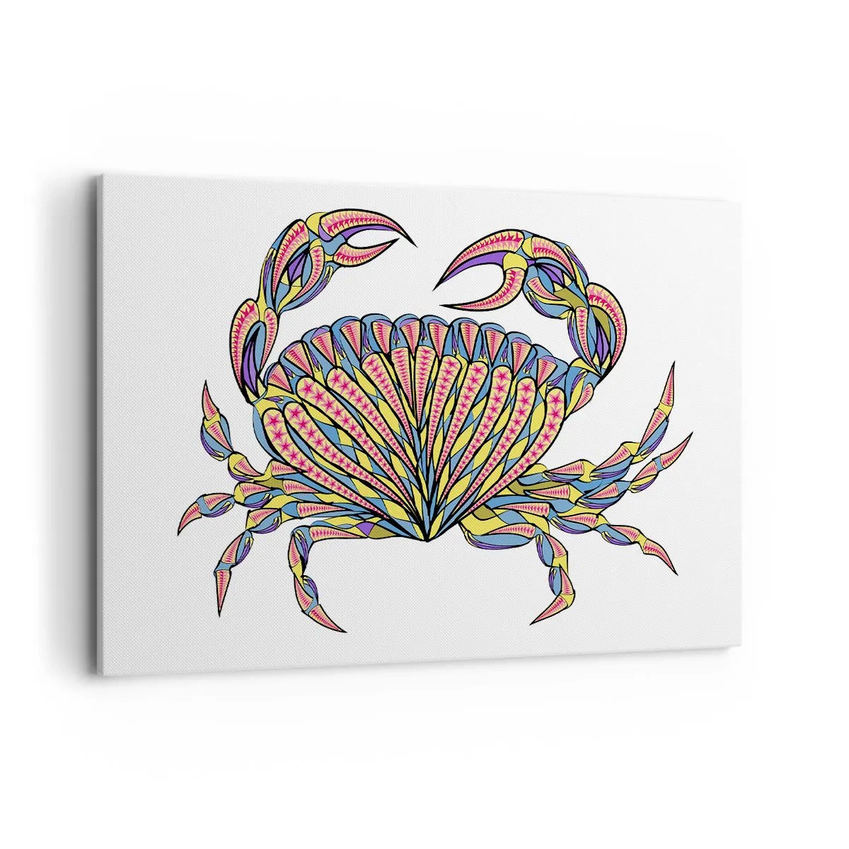 Obraz na płótnie - Kolorowy krab w artystycznym stylu - 120x80cm - Morska biżuteria - Nowoczesna dekoracja ścienna do salonu, kuchni i sypialni ARTTOR
