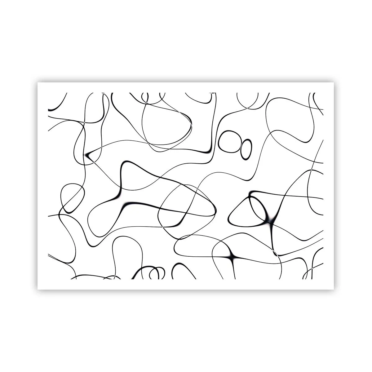 Plakat - Abstrakcyjne czarne linie na białym tle w minimalistycznym stylu - 100x70cm - Ścieżki życia, koleje losu - Nowoczesna dekoracja ścienna do salonu i sypialni ARTTOR