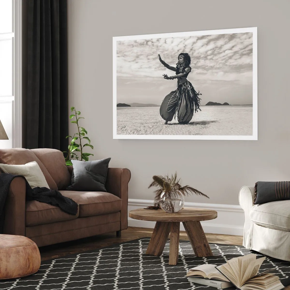 Plakat - Egzotyczna tancerka na pustynnym tle - 100x70cm - Taniec południowych wysp - Nowoczesna dekoracja ścienna do salonu i sypialni ARTTOR