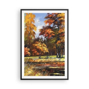 Plakat w czarnej ramie - Pejzaż w złocie i brązie - 61x91 cm