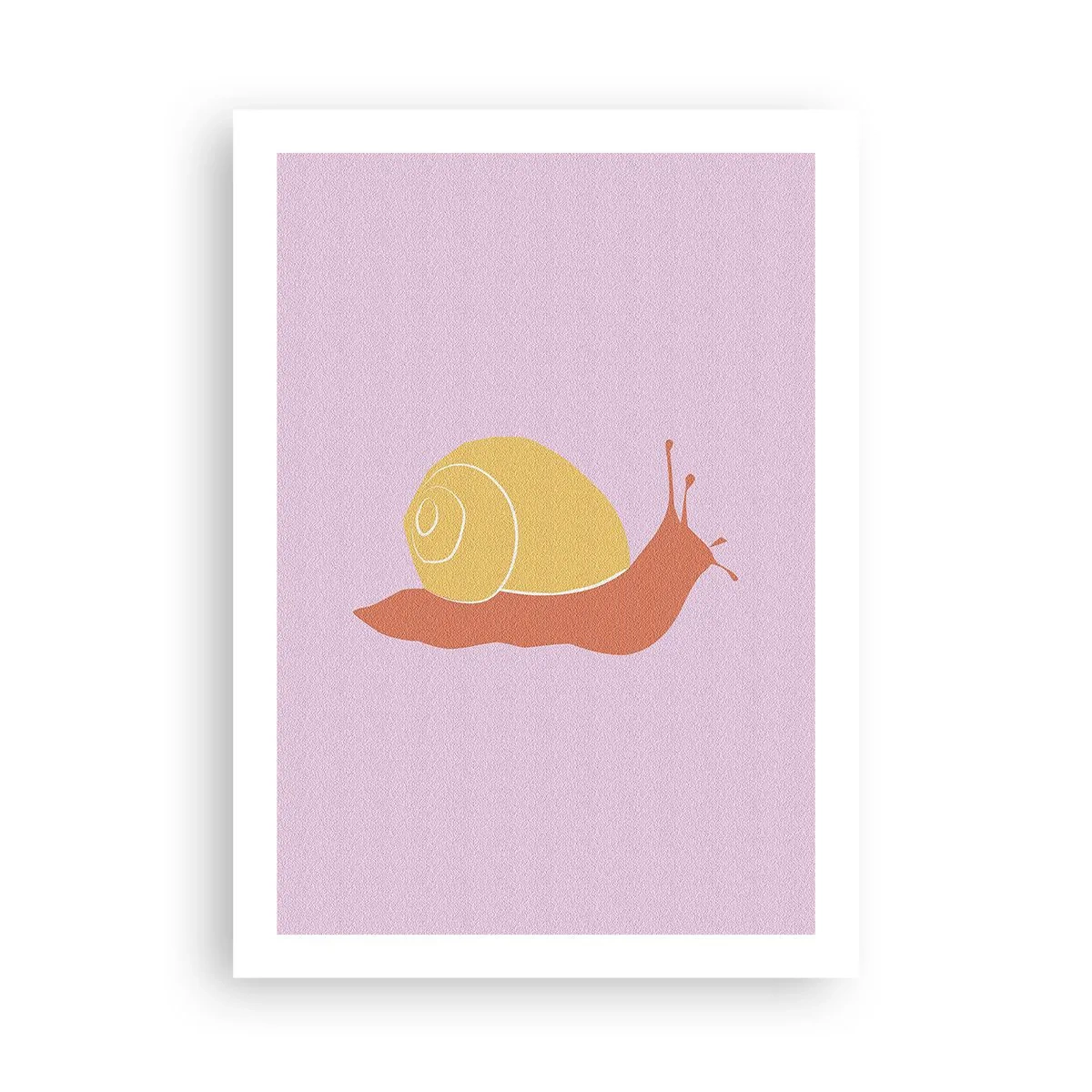 Plakat - Minimalistyczna grafika ślimaka na pastelowym tle - 50x70cm - Nie ma pośpiechu - Nowoczesna dekoracja ścienna do salonu, kuchni i sypialni ARTTOR