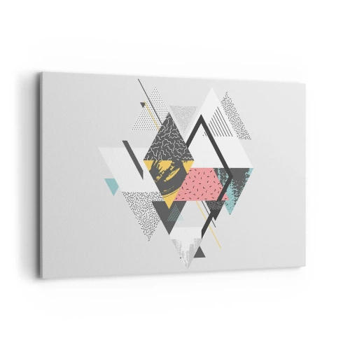 Obraz na płótnie - Geometryczne wzory na jasnym tle - 120x80cm - Wariacja na trójkąt i romb - Nowoczesna dekoracja ścienna do salonu, kuchni i sypialni ARTTOR