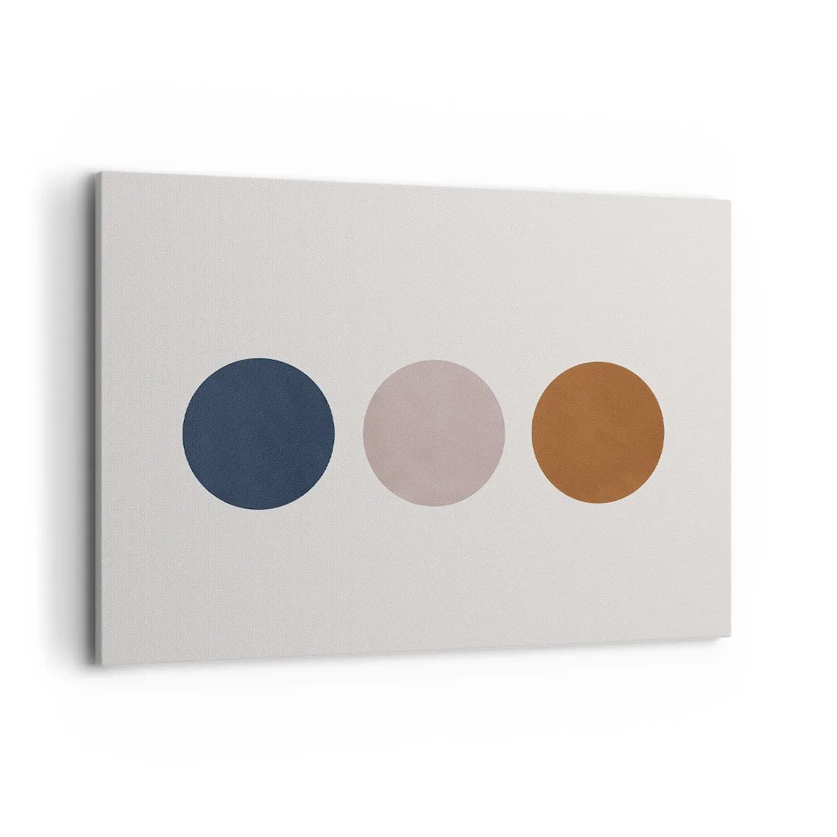 Obraz na płótnie - Minimalistyczna kompozycja z trzema kolorowymi kołami - 100x70cm - Symbol doskonałości - Nowoczesna dekoracja ścienna do salonu, kuchni i sypialni ARTTOR