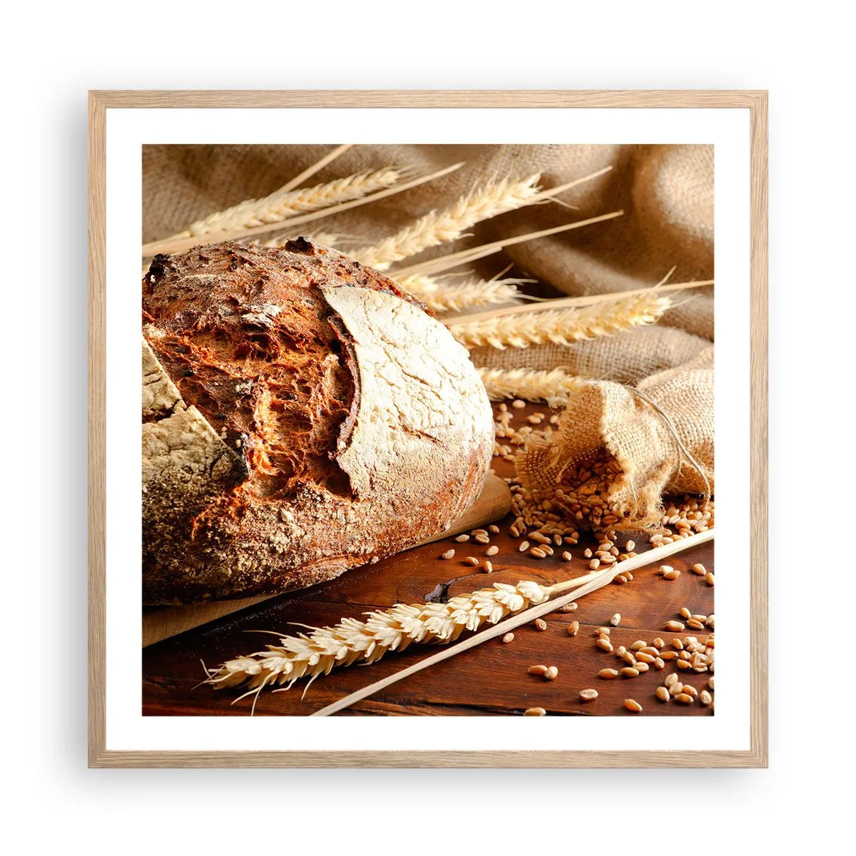 Plakat w ramie jasny dąb - Apetyczny, wonny, chrupiący - 60x60 cm