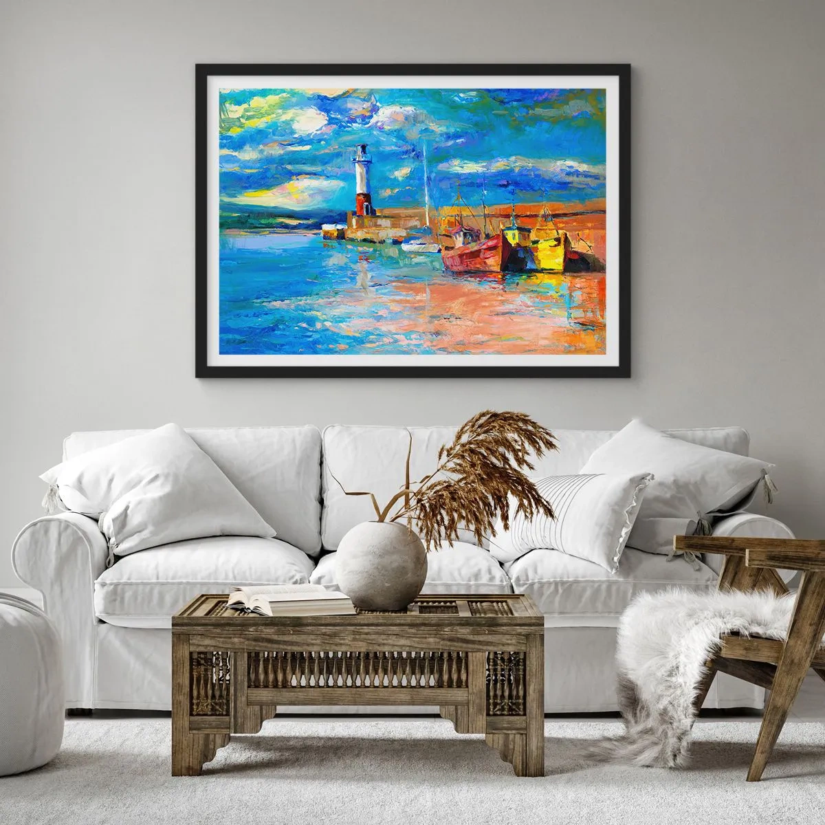 Plakat w czarnej ramie - Popołudnie w tęczowej zatoce - 40x30 cm