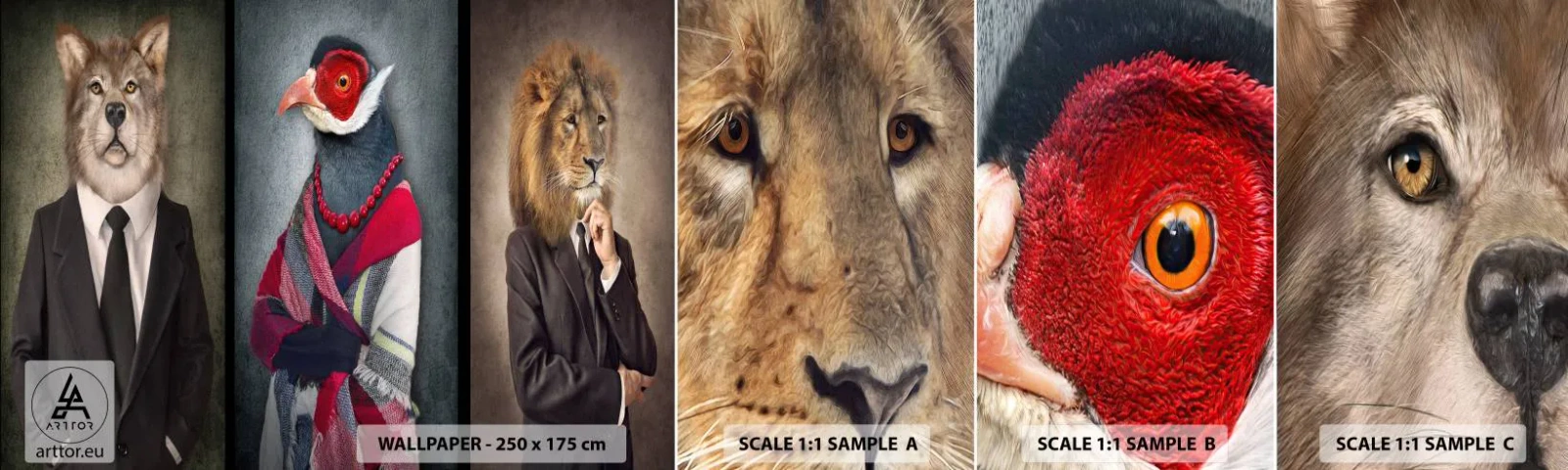 Fototapeta Próbka Samoprzylepna Deluxe Sticker - Co ja tu robię?! - Abstrakcja, Pies, Ptak - 100x30 cm