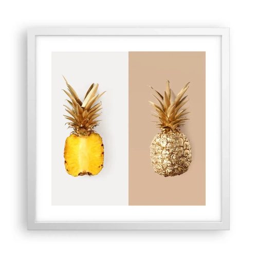 Plakat w białej ramie - Ananas dla nas - 40x40 cm