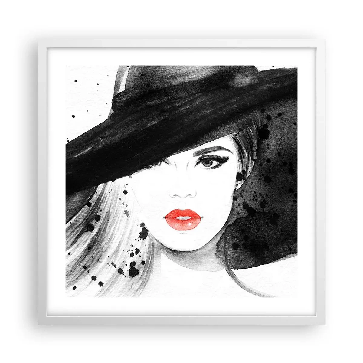 Plakat w białej ramie - Dama w czerni - 50x50 cm