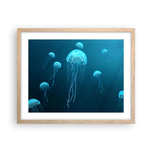 Plakat w ramie jasny dąb - Oceaniczny taniec - 50x40 cm