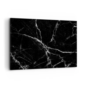 Obraz na płótnie - Czarny marmur z białymi żyłkami w detalu - 120x80cm - Sekretne życie kamienia - Nowoczesna dekoracja ścienna do salonu, kuchni i sypialni ARTTOR