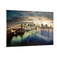 Üveg kép - Fényes este Manhattan felett - 120x80 cm