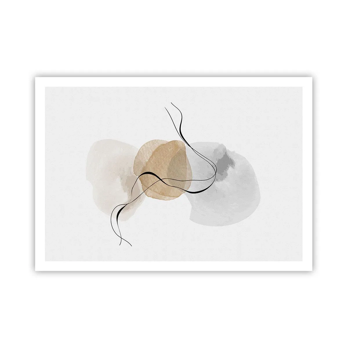 Plakat - Minimalistyczna abstrakcja w odcieniach beżu i szarości - 100x70cm - Powietrzne paciorki - Nowoczesna dekoracja ścienna do salonu i sypialni ARTTOR