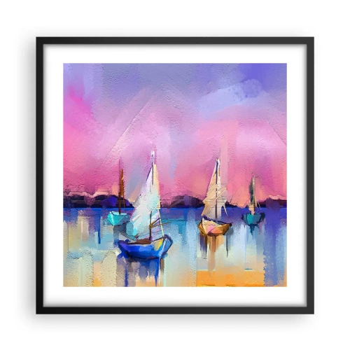 Plakat w czarnej ramie - Kierunek: szerokie wody - 50x50 cm