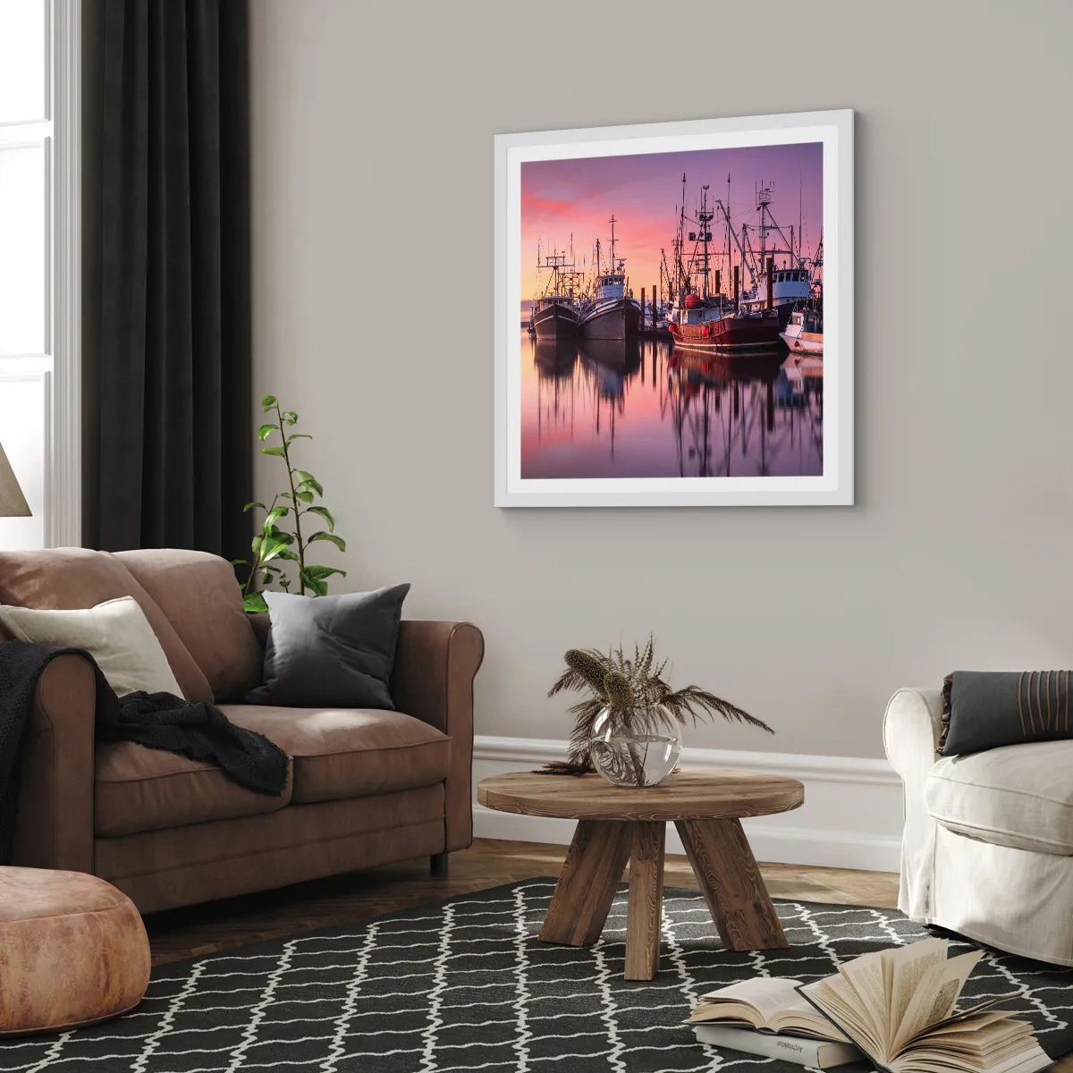 Plakat w białej ramie - Przed kolejnym dniem - 30x30 cm