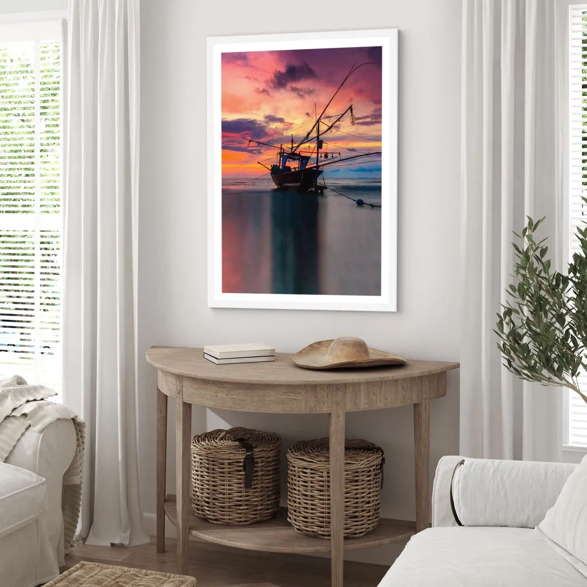 Plakat w białej ramie - Egzotyczny wieczór - 70x100 cm