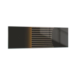 Obraz na szkle - Geometryczny wzór z pasami na ciemnym tle - 160x50cm - Zbadać ciemność - Nowoczesna dekoracja ścienna do salonu i sypialni ARTTOR