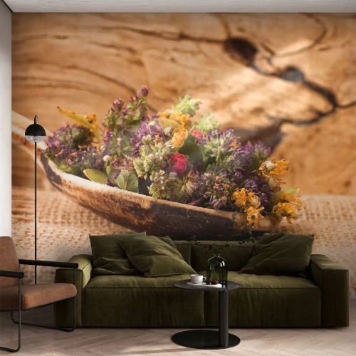 Fototapeta Standard Eco - Kwiecie barwiste i zioła pachnące - Natura, Suszone Zioła, Kuchnia - 200x140 cm
