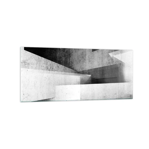 Obraz na szkle - Geometryczne kształty w monochromatycznej kompozycji - 120x50cm - Struktura przestrzeni - Nowoczesna dekoracja ścienna do salonu i sypialni ARTTOR