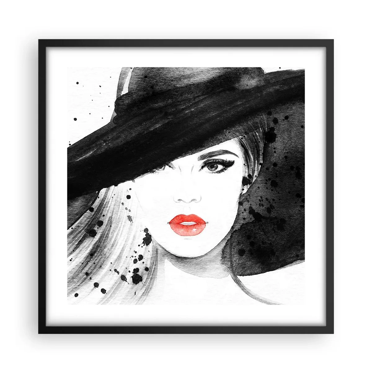 Plakat w czarnej ramie - Dama w czerni - 50x50 cm
