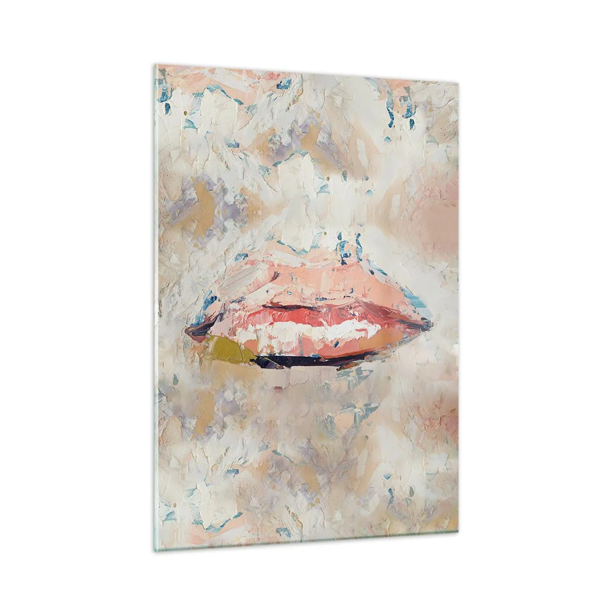 Obraz na szkle - Abstrakcyjny obraz ust w ekspresyjnej technice malarskiej - 50x70cm - Budzi zmysły - Nowoczesna dekoracja ścienna do salonu, kuchni i sypialni ARTTOR