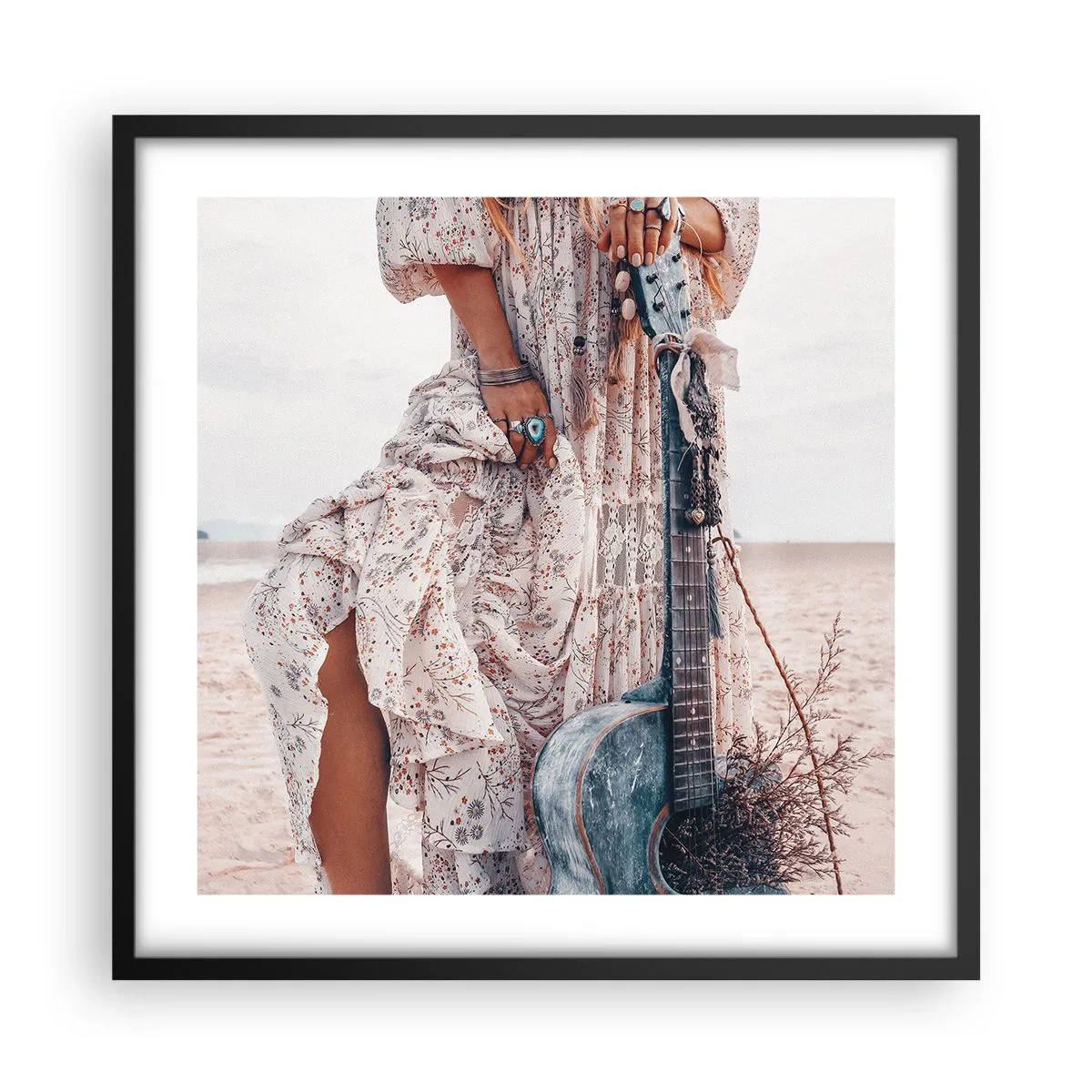 Plakat w czarnej ramie - Dzieci kwiaty w drodze - 50x50 cm