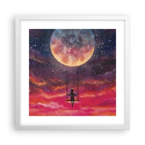 Plakat w białej ramie - Bujać w obłokach - 40x40 cm
