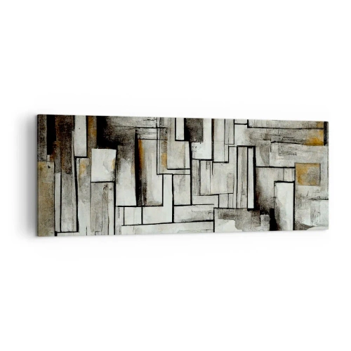 Obraz na płótnie - Abstrakcyjne prostokąty w odcieniach szarości i czerni - 140x50cm - Siła prostoty - Nowoczesna dekoracja ścienna do salonu i sypialni ARTTOR