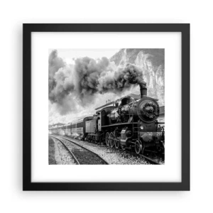 Plakat w czarnej ramie - Stoi na stacji… - 30x30 cm