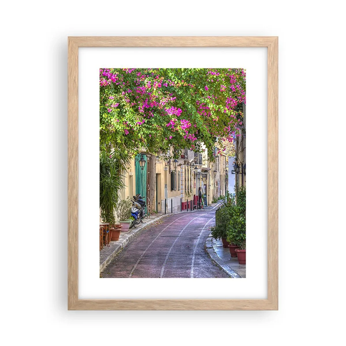 Plakat w ramie jasny dąb - Kwitnący zaułek - 30x40 cm