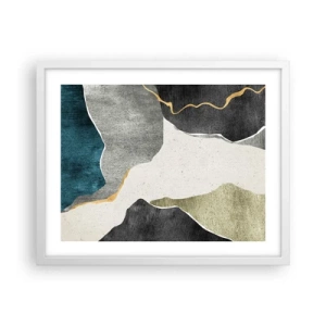 Plakat w białej ramie - Mozaikowa kompozycja z nitką złota - 50x40 cm