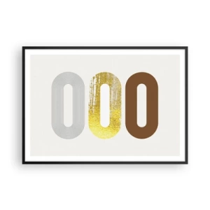 Plakat w czarnej ramie - Abstrakcyjny motyw trzech geometrycznych kształtów - 100x70cm - Ooo! - Nowoczesna dekoracja ścienna do salonu i sypialni ARTTOR