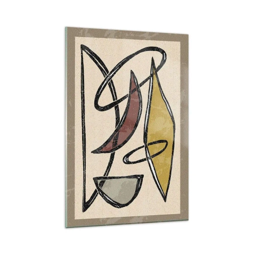 Obraz na szkle - Abstrakcja z geometrycznymi kształtami i stonowaną kolorystyką - 80x120cm - Piony i poziomy - Nowoczesna dekoracja ścienna do salonu i sypialni ARTTOR