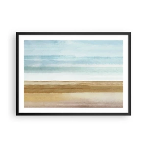 Plakat w czarnej ramie - Abstrakcyjny pejzaż plaży w pastelowych odcieniach - 70x50cm - Ukojenie - Nowoczesna dekoracja ścienna do salonu i sypialni ARTTOR