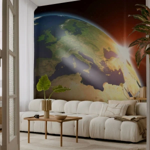 Fototapeta Samoprzylepna Deluxe Sticker - Wschód słońca - Kosmos, Kula Ziemska, Kontynenty - 250x175 cm