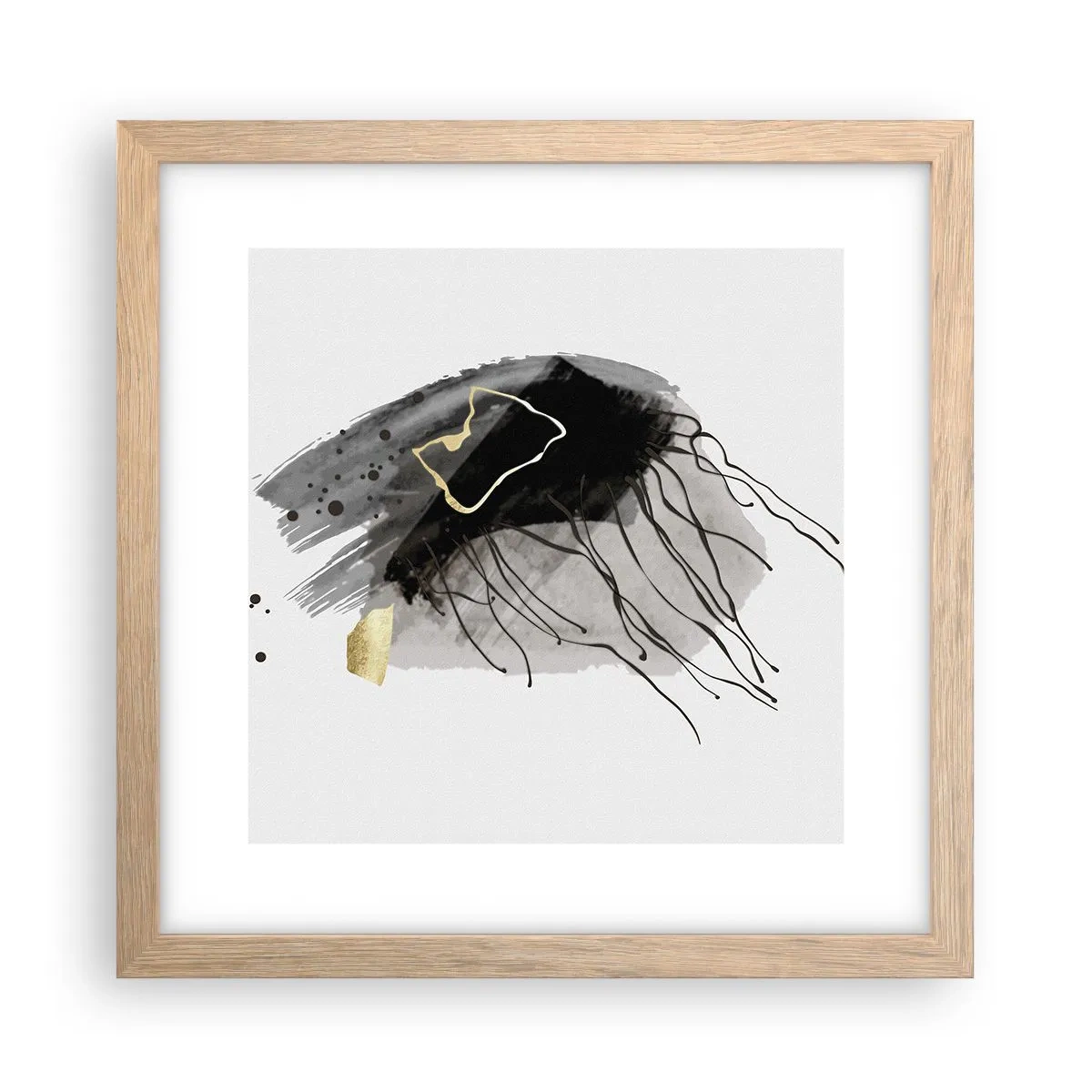 Plakat w ramie jasny dąb - W czerni i w złocie - 30x30 cm