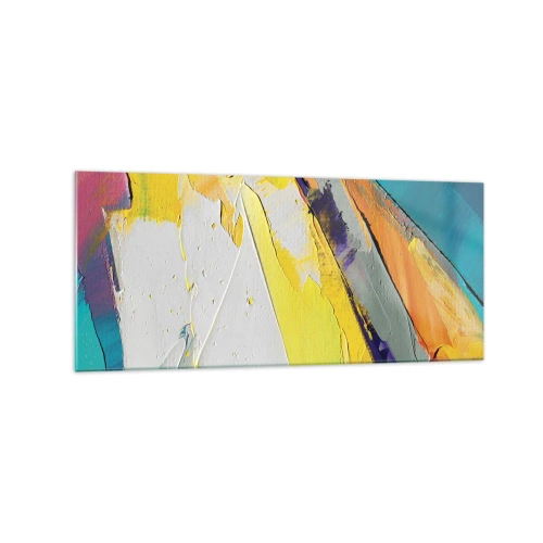 Obraz na szkle - Abstrakcyjna kompozycja w intensywnych barwach - 120x50cm - Anatomia światła - Nowoczesna dekoracja ścienna do salonu i sypialni ARTTOR