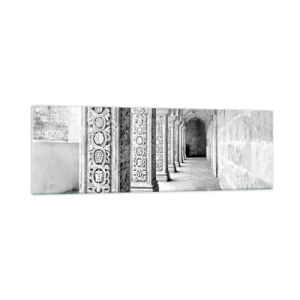 Obraz na szkle - Zabytkowe kolumny w monochromatycznym ujęciu - 160x50cm - A dokąd to…? - Nowoczesna dekoracja ścienna do salonu i sypialni ARTTOR