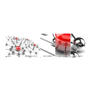 Fototapeta Próbka Samoprzylepna Deluxe Sticker - Srebrzysta sieć - Abstrakcja, Metalowe Kule, 3D - 100x30 cm